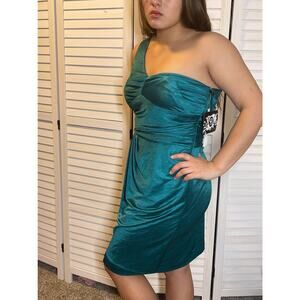 One Shoulder Teal Green Dress Size 8 NWT